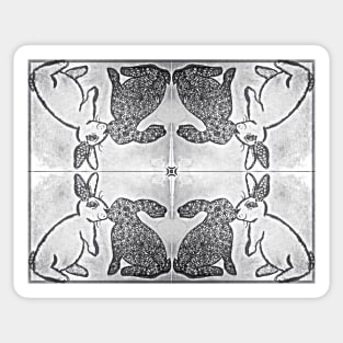 Classic Kissing Rabbits - Mirrored Pattern Sticker